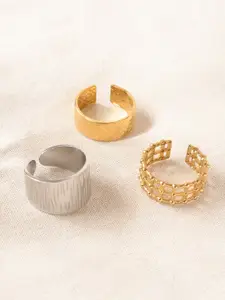Niska Set Of 3 Gold-Plated Adjustable Finger Ring