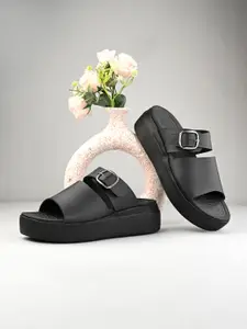 The Roadster Lifestyle Co. Women Solid Open Toe Leather Sandals