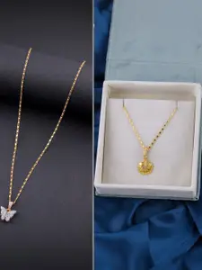 DressBerry Set of 2 Brass Minimal Necklace