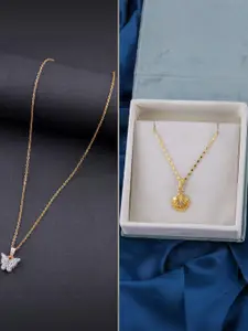 DressBerry Set of 2 Brass Minimal Necklace