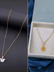 DressBerry Set of 2 Brass Minimal Necklace