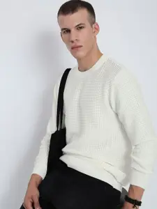 SHOWOFF Men Self Design Round Neck Sweater Pullover