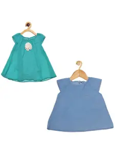 Creative Kids Pack Of 2 Solid Georgette A-Line Dress