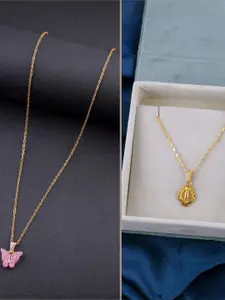 DressBerry Set of 2 Brass Minimal Necklace