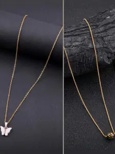 DressBerry Set of 2 Brass Minimal Necklace