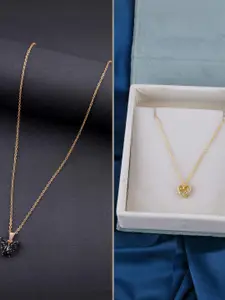 DressBerry Set of 2 Brass Minimal Necklace