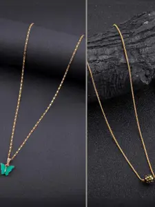 DressBerry pack of 2 Brass Minimal Necklace