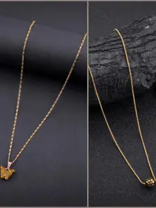 DressBerry Set of 2 Brass Minimal Necklace