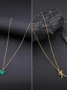 DressBerry Set of 2 Brass Minimal Necklace