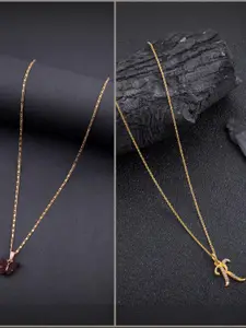 DressBerry Set of 2 Brass Minimal Necklace