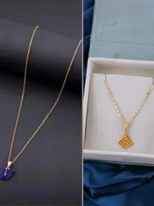 DressBerry Set of 2 Brass Minimal Necklace