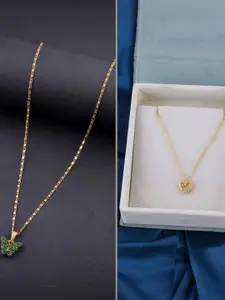 DressBerry Set of 2 Gold-Plated Pendant Minimal Necklace