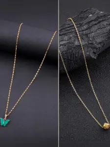 DressBerry Set of 2 Brass Minimal Necklace