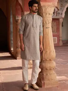 Jompers Men Embroidered Regular Sequinned Kurta with Pyjamas