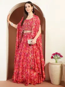 Chhabra 555 Printed & Embellished Lehenga Choli With Cape