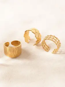 Niska Set Of 3 Gold-Plated Adjustable Finger Ring