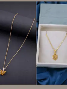 DressBerry Set of 2 Brass Minimal Necklace