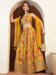 Chhabra 555 Embroidered Printed Georgette Lehenga Choli With Dupatta