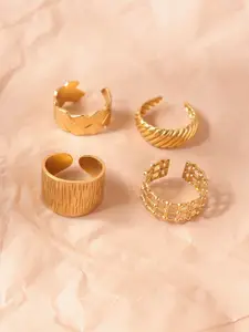 Niska Set Of 4 Gold Plated Adjustable Finger Rings