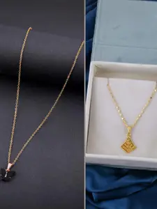 DressBerry Set of 2 Brass Minimal Necklace