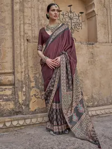Anouk Ajrak Block Printed Banarasi Saree