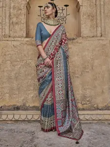 Anouk Ajrak Block Banarasi Saree