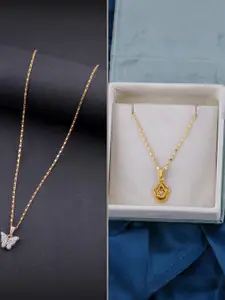 DressBerry Set of 2 Brass Minimal Necklace