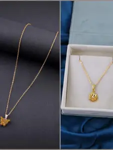 DressBerry Set of 2 Brass Minimal Necklace