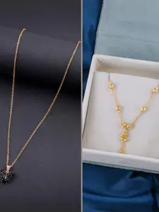 DressBerry Set of 2 Brass Minimal Necklace