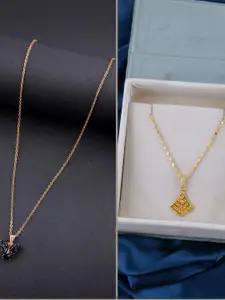 DressBerry Set of 2 Brass Minimal Necklace