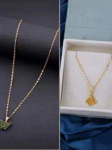 DressBerry Set of 2 Brass Minimal Necklace