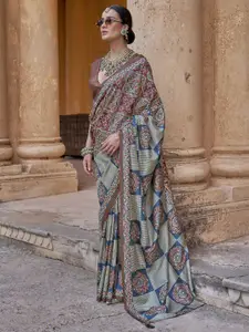 Anouk Ajrak Printed Banarasi Saree