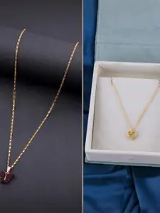 DressBerry Set of 2 Brass Minimal Necklace