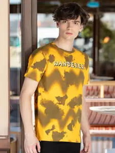 Status Quo Men Abstract Printed Round Neck Pure Cotton T-shirt
