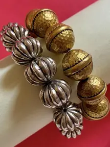 Anouk SangriaAttibelle  Set of 2  German Silver &  Round Shaped -Textured Bangle