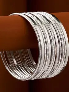 Anouk Sangria Set of 12 Silver Plated & Textured Classic Bangles