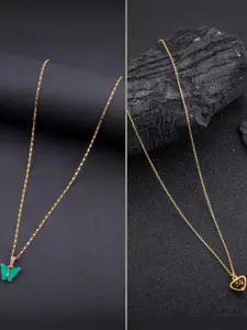 DressBerry Set of 2 Brass Minimal Necklace