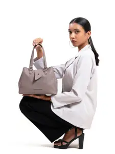 United Colors of Benetton Textured PU Structured Satchel with Tasselled