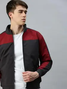 VOXATI Colourblocked Stand Collar Bomber Jacket