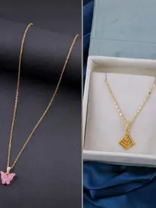 DressBerry Set of 2 Brass Minimal Necklace