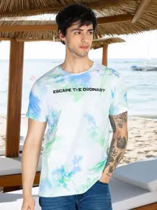 Status Quo Men Abstract Printed Round Neck Pure Cotton T-shirt