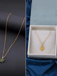 DressBerry Set of 2 Brass Minimal Necklace