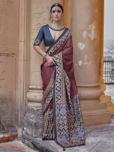 Anouk Ajrak Block Silk Blend Banarasi Saree