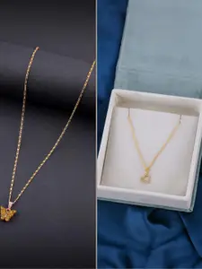 DressBerry Set of 2 Brass Minimal Necklace