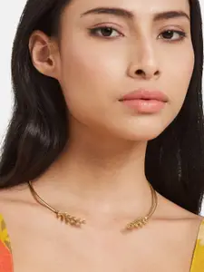Anouk Gold Plated & Leaf Shaped Hasli contemporary Necklace