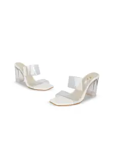 stylzrepublic Women Transparent Block Heel Sandals