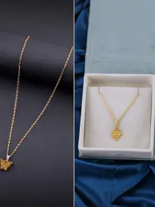 DressBerry Set of 2 Brass Minimal Necklace