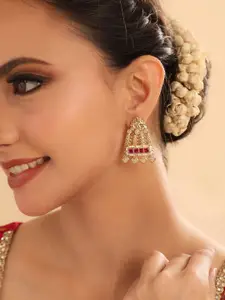 Yinara Gold Plated Kundan Studded Contemporary Studs