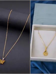 DressBerry pack of 2 Brass Minimal Necklace