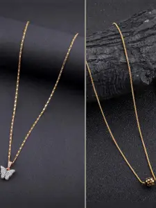 DressBerry Set of 2 Brass Minimal Necklace